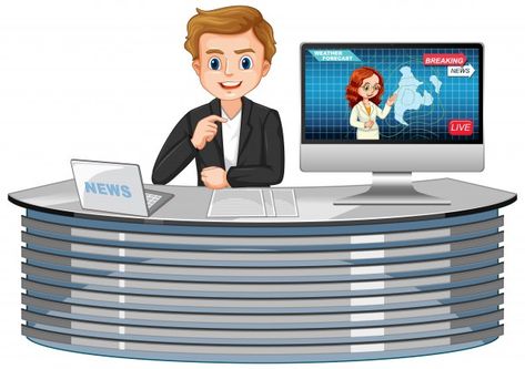 Male news reporter | Free Vector #Freepik #freevector #background #people #technology #computer News Reporter Drawing, Reporter Illustration, Cartoon News, Business Development Strategy, 2d Character Animation, People Working Together, News Reporter, 2d Character, Kids Zone