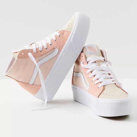 Brand New Size Women’s 8.5 Size Men’s 7 No Box Included Suede, Canvas, Rubber Style No. 79688156; Color Code: 067 Pink Peach Cream Colors This Style Sold From Free People Perfect For Back To School! *I Ship Same Or Next Business Day. See Anything Else In My Closet You Like? Add 3 Or More Items To Your Bundle And I Will Send You A Discounted Offer. Those Items Will All Ship Together At One Shipping Cost! Any Questions, Don’t Hesitate To Ask, Thanks For Stopping By Peach Cream, Vans Sk8 Hi, Peaches Cream, Sk8 Hi, Pink Peach, Vans Sk8, Womens Vans, Platform Sneakers, Color Code