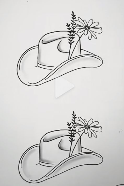 Western Flash Art Tattoo, Sister Tattoos Country, Floral Cowboy Hat Tattoo, Mini Tattoos Western, Fineline Cactus Tattoo, Cute Horseshoe Tattoos, Cowboy Boots With Flowers Drawing, Cowgirl Skeleton Tattoo, Cowboy Hat Tattoo With Flowers