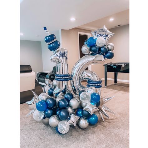 #personalized #decoration made from #balloons #balloongarland #balloondecor #balloonstylist #balloonbackdrop #balloonista #decorationideas #party #partydecor #partydecorationideas #birthday #birthdayparty #birthdaypartyideas Sweet 16 Balloons, Balloons Number, Boy 16th Birthday, Man Bouquet, Balloon Business, Navy Blue Party, Balloons Decor, 16 Balloons, Bouquet Arrangement