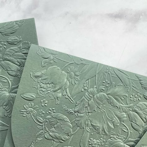 Southern Fried Paper on Instagram: "Fall on our minds… #fallerdding #fallinvitation #embossing #embossedinvitation #embossedpaper" Embossed Packaging, Blind Emboss, Embossed Wedding Invitations, Rustic Table Setting, Card Embossing, Green Invitations, Autumn Invitations, Christmas Flower Arrangements, Embossed Printing