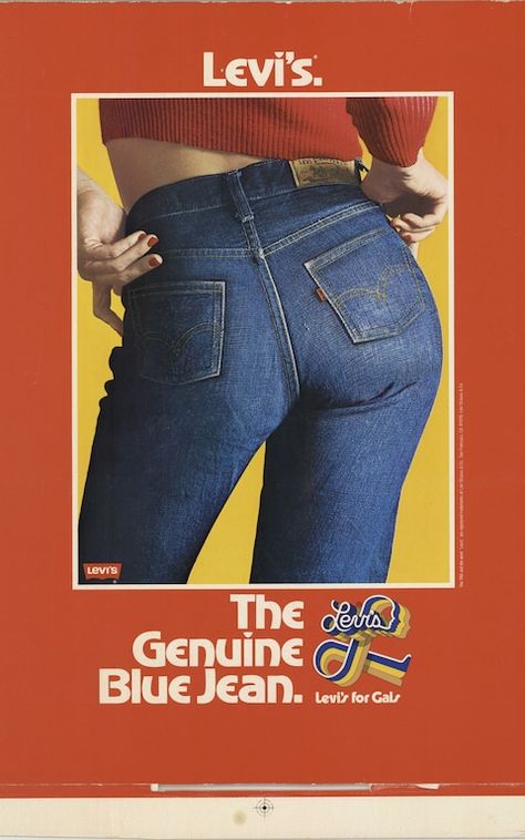 An original 'Levi's for Gals' campaign from the 70s Old Advertisements, Levi's 505, Jean Vintage, Retro Advertising, Retro Ads, Old Ads, Cropped Denim Jacket, Denim Style, Poster Retro