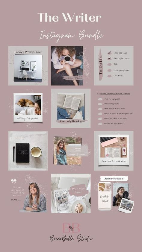 Instagram Post Templates by Amelia Instagram Writers Feed, Author Instagram Feed, Writer Instagram Feed, Writer Instagram, Free Canva Templates, Free Business Logo, Rose Bundle, Cohesive Instagram Feed, Social Media Work