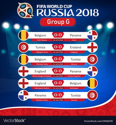 Fifa world cup russia 2018 group g fixture Vector Image World Cup Wallpaper, Cup Wallpaper, Draw Video, World Cup Russia 2018, World Cup 2018, Drawing Videos, Best Templates, Fifa World Cup, Psd Templates