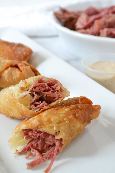 Corned Beef Cabbage Rolls, Cabbage Egg Rolls, Beef Egg Rolls, Cabbage Egg, Brisket Seasoning, Egg Roll Ingredients, Beef Cabbage, Corn Beef, Corned Beef And Cabbage