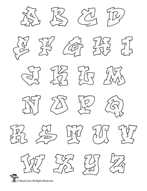 Printable Graffiti Bubble Letters Alphabet | Woo! Jr. Kids Activities Graffiti Bubble Letters Alphabet, Graffiti Bubble Letters, Bubble Letters Alphabet, Graffiti Alphabet Styles, Alfabet Font, Bubble Letter Fonts, Graffiti Lettering Alphabet, Graffiti Art Letters, Stencil Graffiti