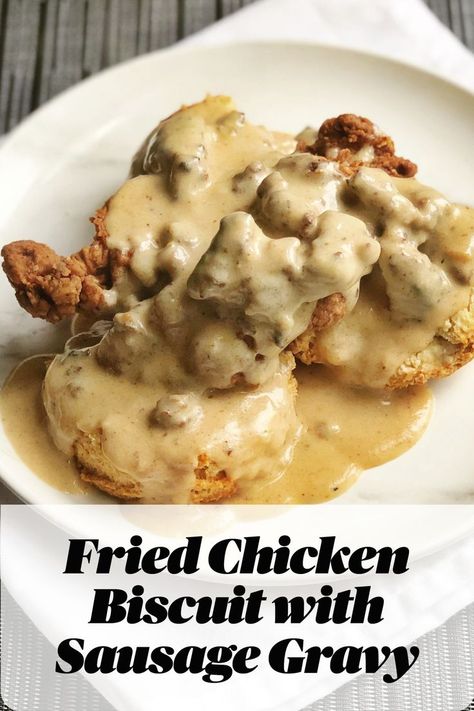 The ultimate comfort breakfast here in South Louisiana. Find this recipe and other great recipes on PontchartrainKitchen.com #friedchicken #sausagegravy #biscuits #breakfast #breakfastrecipe #comfortfood #chickenbiscuit #southernfood New Orleans Breakfast Recipes, Louisiana Recipes Dinners, Deep Southern Recipes, Cajun Biscuits And Gravy, Louisiana Breakfast Recipes, Louisiana Rice And Gravy Recipes, Southern Breakfast Biscuits, Southern Breakfast Ideas, Louisiana Breakfast