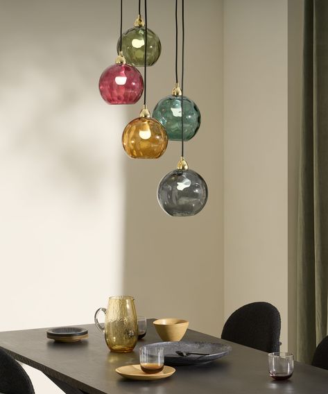 Ilaria Cluster Light, Green, Red & Brass | MADE.com Light Cluster Pendant, Cluster Lights, Cfl Bulbs, Cluster Pendant, Lampshades, Soft Furnishings, Home Lighting, Next Uk, Glass Blowing