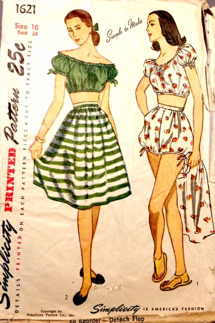 Swimsuit Pattern Sewing, Midriff Top, Patron Vintage, 1940s Style, Vintage Swimsuit, Vintage Dress Patterns, Couture Vintage, Old Fashion, Fashion Sewing Pattern