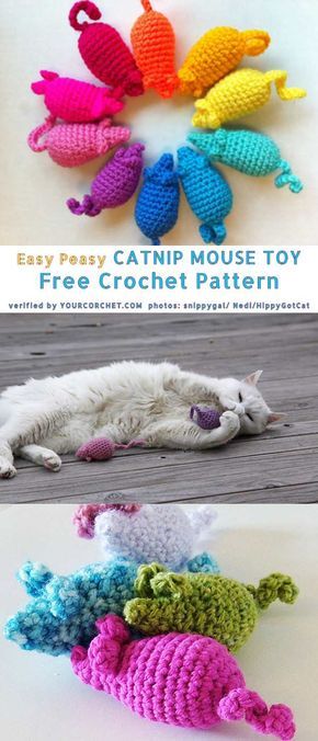 Easy Peasy 20 min Catnip Mouse Toy Free Crochet Pattern Katt Diy, Crochet For Pets, Crochet Pets, Catnip Mouse, Crochet Cat Toys, Crochet Pet, Hoodie Diy, Crochet Gift Ideas, Crochet Cat Pattern