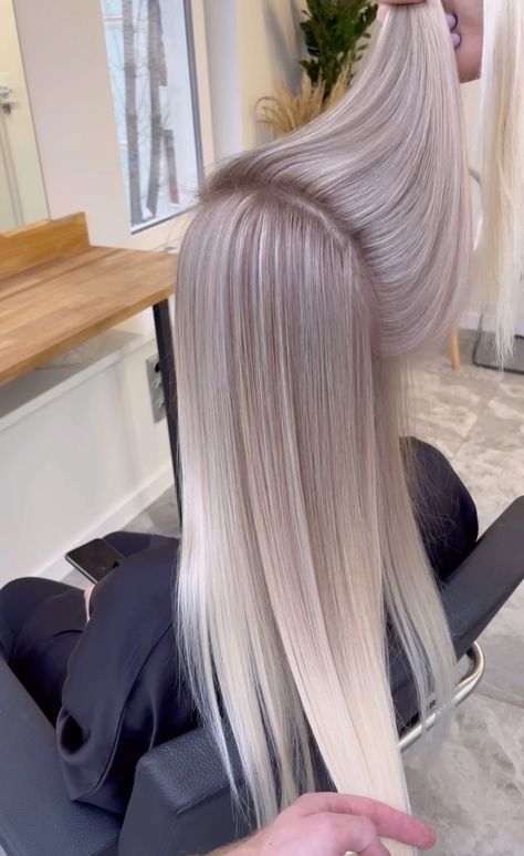 25 Trendy Blonde Hair for Your Inspiration Powder Blonde Hair, Blonde Hair Platinum Balayage, Shadowed Root Blonde, Grey White Hair Color, Ash Blonde Hair Cool Tone, Ice Ash Blonde Hair, Pastel Blonde Balayage, Icy Cool Blonde Hair Color, Sandy Ash Blonde Hair