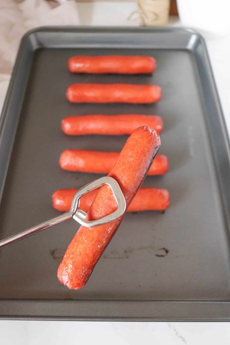 Hot Dog Recipes Baked, Hot Dogs At Home, Oven Roasted Hot Dogs, Make Ahead Hot Dogs, Roasted Hot Dogs In The Oven, Baked Hotdogs In The Oven, Hotdogs In The Oven, Hot Dog In Oven, What To Have With Hot Dogs