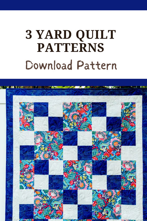 Check out these cute 3 yard quilt patterns. Black Background Quilts Ideas, 3 One Yard Quilt Patterns Free, Quilt Square Patterns Easy, 4 Block Quilt Pattern, Four Yard Quilt Patterns Free, Digital Quilt Patterns, Donation Quilt Patterns, Free Simple Quilt Patterns, Lap Size Quilt Patterns Free