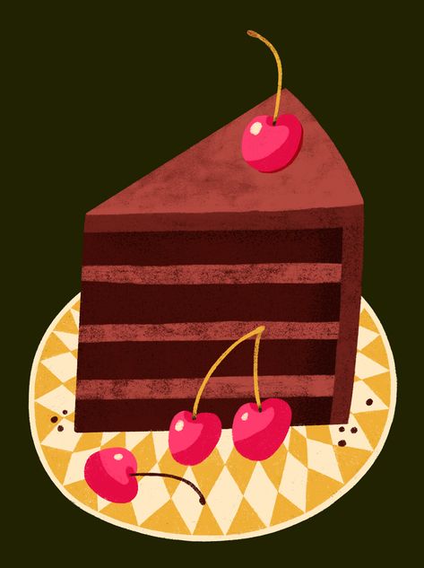 Piece Of Cake Illustration, Draw Food, Cats Food, Nature Food, Cake Illustration, Illustration Procreate, Illustration Food, Piece Of Cake, Whimsical Illustration