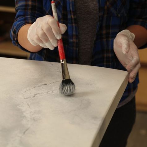 How To Paint Faux Marble (DIY) | Family Handyman Paint Faux Marble, Update Old Furniture, Marble Effect Paint, Marble Diy, Countertop Refinishing, Faux Marble Paint, Faux Marble Countertop, Marble Paint, Camper Reno