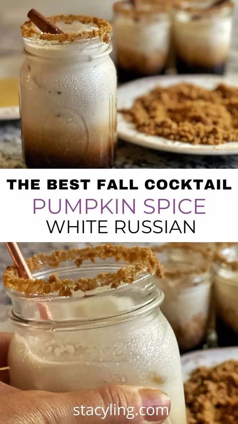 Fall Cocktails Easy, Pumpkin Spice White Russian, Ginger Snaps Recipe, White Russian Recipes, Carb Friendly Recipes, White Russian Cocktail, Creamy Cocktails, Fall Cocktails Recipes, Fall Cocktail