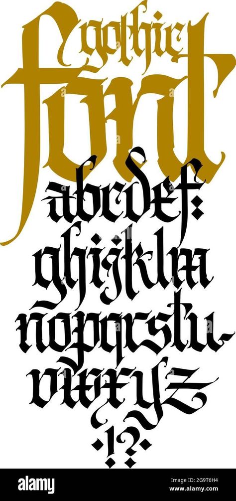 Descargar este vector: Gótico. Vector. Letras minúsculas sobre un fondo blanco. Caligrafía hermosa y con estilo. Elegante tipografía europea para tatuajes y diseños. Medieval - 2G9T6H4 de la biblioteca de Alamy de millones de fotografías, ilustraciones y vectores de alta resolución. Gothic Words, Vector Letters, Magic Font, Gothic Type, Tattoo Fonts Alphabet, Vector Alphabet, Bullet Journal Font, Journal Fonts, Geometric Shapes Art