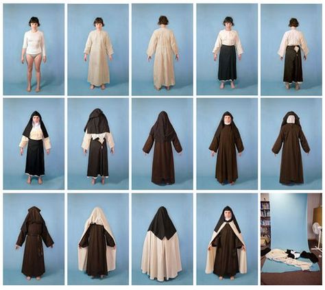 “Self-Portrait as a Discalced Carmelite Nun” makes clear the lengthy process a traditionally garbed nun undertakes in dressing each day.: Nun Outfit, Nun Doll, Nuns Habits, Nun Costume, Street Clothes, Clothes Pattern, Clothes Aesthetic, Fashionable Outfits, Popular Outfits