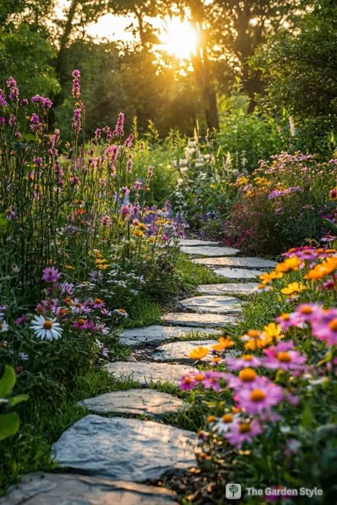 Dream Backyard Garden, Backyard Gardens, Cottage Garden Design, Future Garden, English Cottage Garden, Garden Inspo, Wildflower Garden, Garden Pictures, Garden Pathway