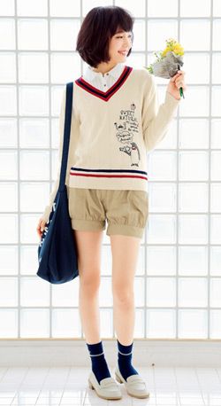 This outfit is really letro like. The vest with the blouse and the shorts that we call "pumpkin pants" with the loafers is really cute! Brand: Cupop Pumpkin Pants Outfit, Pumpkin Shorts, Pumpkin Pants, Art Clothes, Japanese Fashion, Pants Outfit, Varsity Jacket, Loafers, Wardrobe