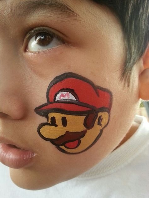 Vintage Mario Face Painting Super Mario Face Paint Easy, Mario Face Paint Easy, Super Mario Face Paint, Mario Facepainting, Mario Face Painting, Disney Face Paint, Mario Face Paint, Disney Face Painting, Mario Face