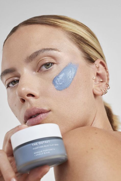 Celebrity Skin Care, The Outset, Blue Face Mask, Cleansing Mask, Blue Clay, Clay Face Mask, Safe Skincare, Blue Mask, Beauty Shoot