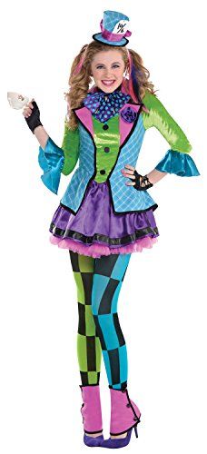 Sassy Mad Hatter TeenJunior Costume Medium *** Learn more by visiting the image link. Mad Hatter Fancy Dress, Mad Hatter Girl, Alice In Wonderland Fancy Dress, Mad Hatter Outfit, Modest Halloween Costumes, Fancy Dress Costumes Kids, Costumes For Teenage Girl, Hatter Costume