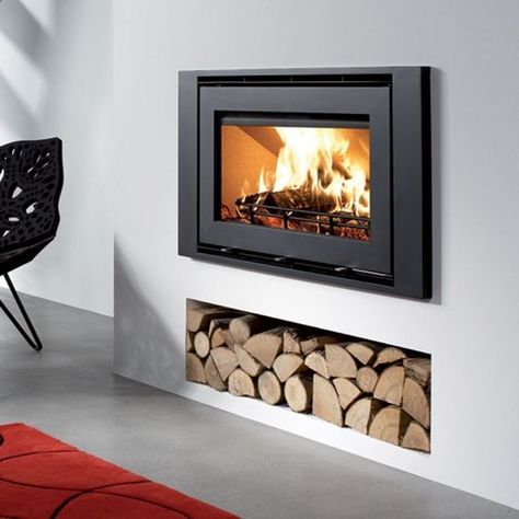 Modern indoor fireplace with niche for WOOD Inset Log Burners, Wood Burning Stove Insert, Modern Log Burners, Wood Burning Stove Corner, Contemporary Wood Burning Stoves, Wood Burner Fireplace, Wood Burning Stoves Living Room, Log Burner Living Room, Modern Wood Burning Stoves