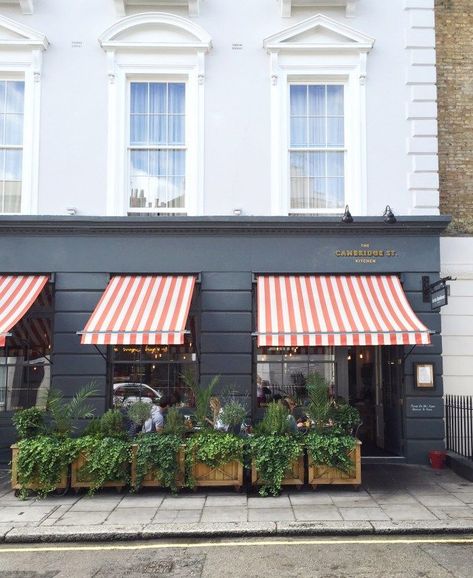 10 Storefronts With Showstopper Awnings Artist Residence London, Striped Awning, Artist Residence, Restaurant Signage, Diy Awning, Pergola Diy, Restaurant Exterior, Cafe Seating, Exterior Signage