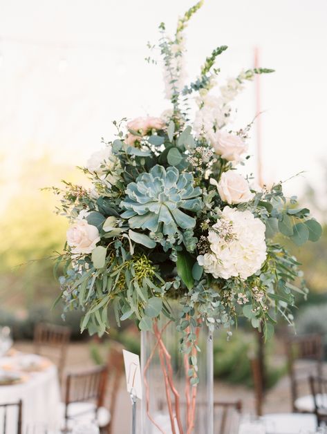 A Blush And Copper Cactus Themed Wedding #centerpieces #blushandcopperwedding #succulentweddingdecor Cacti Wedding Decor, Cactus Flower Arrangements, Cactus Theme Wedding, Cactus Wedding Centerpieces, Succulent Wedding Decor, Succulent Wedding Centerpieces, Desert Party, Cactus Western, Cactus Wedding