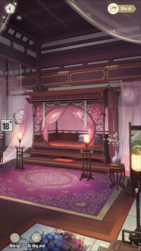 Chinese Bedroom, Chinese Places, Chinese Palace, Chinese Background, Ancient Chinese Architecture, Japanese Shrine, Episode Backgrounds, Fantasy Rooms, Fantasy Places