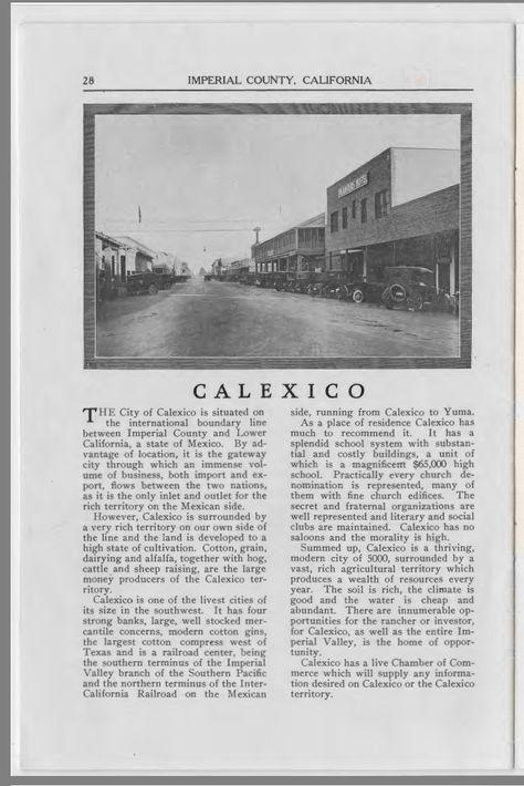 Calexico , 1920 Imperial Valley California, Imperial Valley, Imperial County, California, Mexico