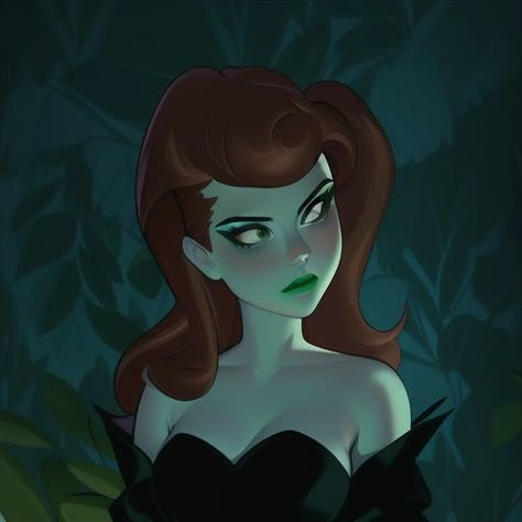 Bruce Timm Poison Ivy, Poison Ivy Aesthetic Cartoon, Poison Ivy Fanart, Poison Ivy Cartoon, Poison Ivy Art, Red Head Cartoon, Poison Ivy Comic, Poison Ivy Harley Quinn, Harley X Ivy