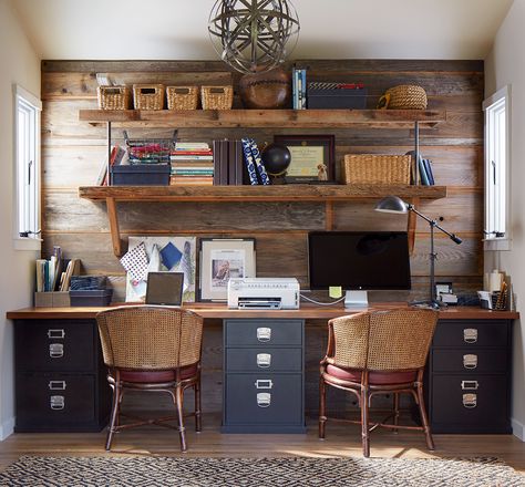 Rustic Home Office Ideas, Country Office, Cabin Office, Rustic Home Offices, Cabin Chic, Office Shelving, Basement Office, Rustic Office, Rustic Desk