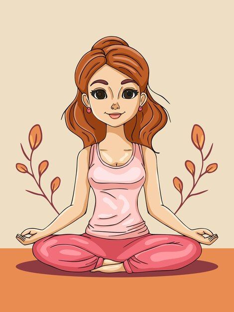 Tranquil pose yoga enthusiast character | Premium Vector #Freepik #vector Yoga Pose Drawing, Yoga Poster, Logo Psd, Pose Yoga, Technology Icon, Yoga Pose, Card Banner, Pattern Drawing, Create Image