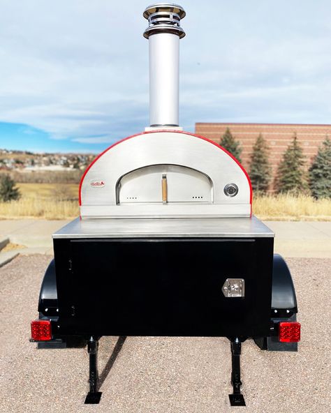 Serata Pizza Oven Trailer - Fireside Trailer Mobile Pizza Oven, Stainless Steel Counters, Lockable Storage, Wood Fired Pizza Oven, Fire Pizza, Mobile Business, Dog Branding, Wood Fired Pizza, Pizza Oven