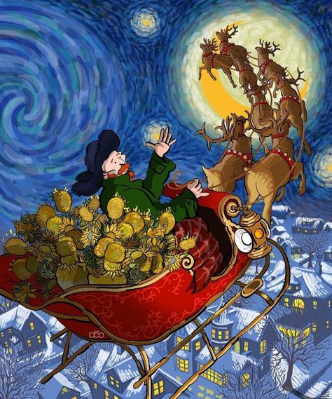 Van Gogh Cartoon, Alireza Karimi, فنسنت فان جوخ, Vincent Art, Van Gogh Style, Starry Night Art, Arte Van Gogh, Van Gogh Art, Christmas Trends