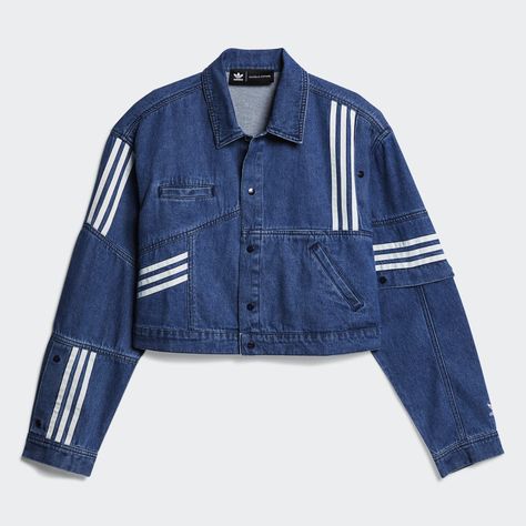 adidas Denim Jacket - Blue | adidas UK Moda Denim, Denim Outfits, Trendy Swimwear, Cropped Denim Jacket, Denim Details, Ripped Denim, Denim Jacket Women, Stage Outfits, Denim Outfit