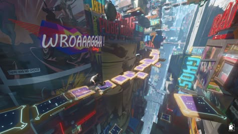 ArtStation - Concept Art for PUBG MOBILE Ptopia: Creative Blocks, Wayne Leung Hou-wai Y2k Building, Spiderverse Background, Film Border, Artstation Concept Art, Motorcycle Illustration, Cyberpunk City, Cyberpunk Aesthetic, Creative Block, Game Concept Art