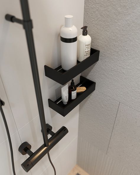 Design project Sand on Behance Shampoo Space In Bathroom, Bathroom Rack Organization, Bathroom Racks Ideas Shelves, Shower Shelves Ideas, Eclectic Interior Design Luxury, Bathroom Toilet Paper Storage, Bathroom Shower Shelves, Minimalistic Apartment, Bath Shelves