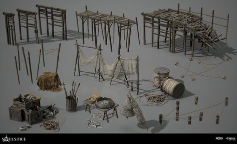 ArtStation - Soulstice - Docks/Bridge props Dock Concept Art, Swamp Village, Iron Forge, Technical Artist, Asian Landscape, Dark Fairytale, 3d Environment, Concept Art Tutorial, Wooden Bridge