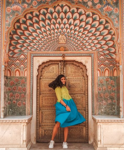 The City Palace Rajasthan Outfit, India Tourist Places, City Palace Jaipur, India Tourist, Brand Colours, Travel Pose, Colouring Pics, Tourist Places, Rajasthan India