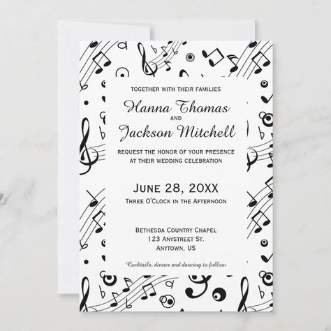 Music Notes Musical Wedding Invitation Music Themed Wedding Favors, Musical Wedding, Music Themed Wedding, Wedding Anniversary Invitations, Anniversary Invitations, Music Themed, Theme Wedding, Wedding Matches, Music Notes