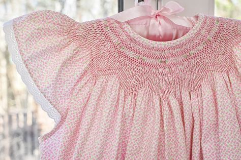 Smocked Bishop Dress, Smocking Plates, Peter Pan Collar Shirt, Yoke Dress, Smocked Dresses, Heirloom Sewing, Pleated Fabric, Straight Dress, French Seam