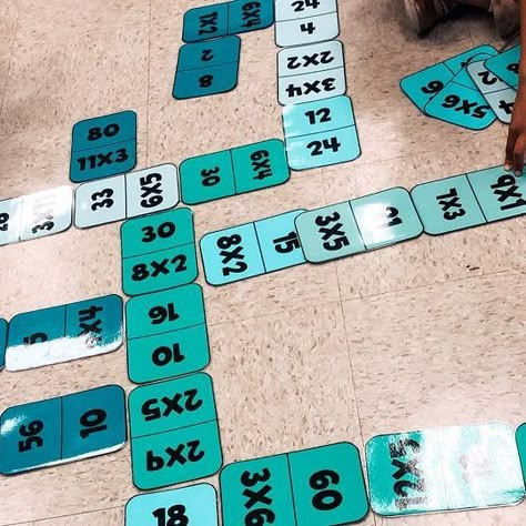 Courtney Curtis on Instagram: "Literally trying anything to keep them entertained and busy the last few weeks of school. I made these giant multiplication and addition dominoes to use on the floor. They can also be printed 4 to a page and use on a table or for centers. Grab them today while the TpT sale is still going on!! Link in bio!" Math College, Math Fluency, Fourth Grade Math, Math Intervention, Math Strategies, Year 5, Third Grade Math, Math Workshop, Math Stations