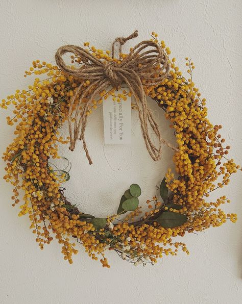 Mimosa Wreath, Diy Mimosa, Party Entertainment, Mimosa, Fall Wreath, Diy Ideas, Floral Wreath, Wreath, Easter