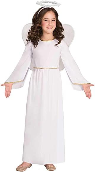 Amscan 9906010 - Girls Christmas Nativity Angel Fancy Dress Costume - 6-8 Years , White : Amazon.co.uk: Toys & Games Angel Fancy Dress Costume, Floor Length White Dress, Angel Fancy Dress, Fancy Dress Costumes Kids, Nativity Angel, Dress With Flared Sleeves, Nativity Costumes, Baby Fancy Dress, Christmas Fancy Dress