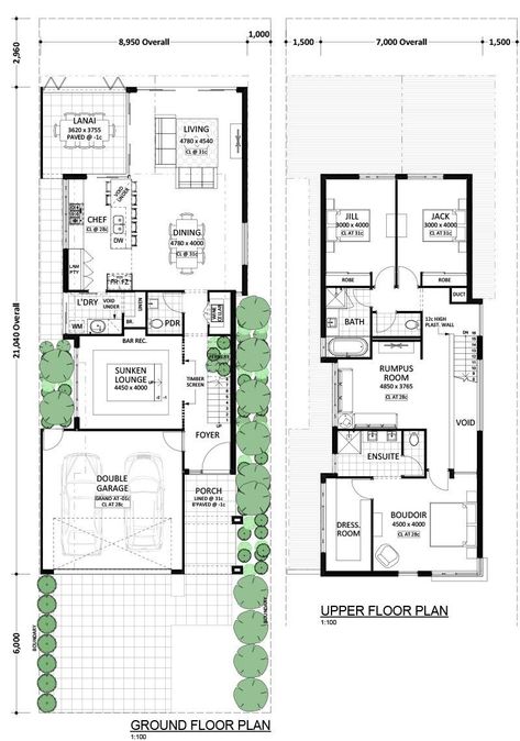 *Gig's price is for redrawing 2D or 3D floor plan. For design projects, don't hesitate to get in touch with us.The project price may vary for diff 7x20 House Plan, Small Farmhouse Layout, House Plans Australia, Two Storey House Plans, Farmhouse Layout, Small House Blueprints, Narrow House Designs, Narrow House Plans, Narrow Lot House Plans