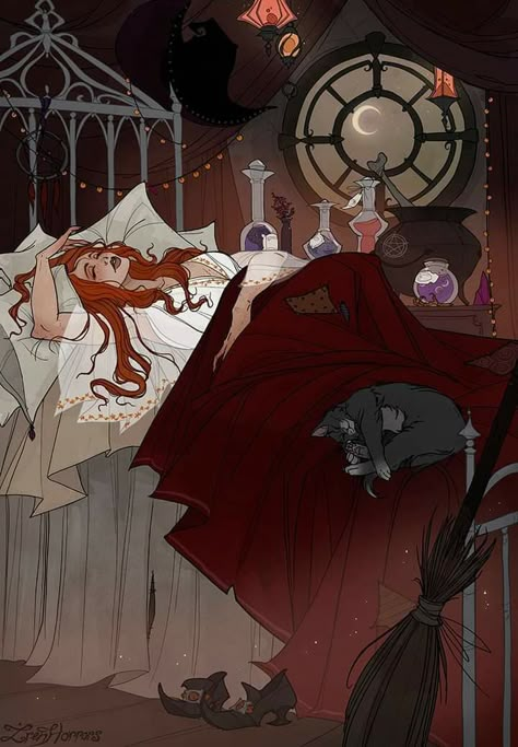 Abigail Larson, Bed Time, Gothic Horror, Witch Art, A Nightmare, Arte Fantasy, Gothic Art, Horror Art, Dark Fantasy Art