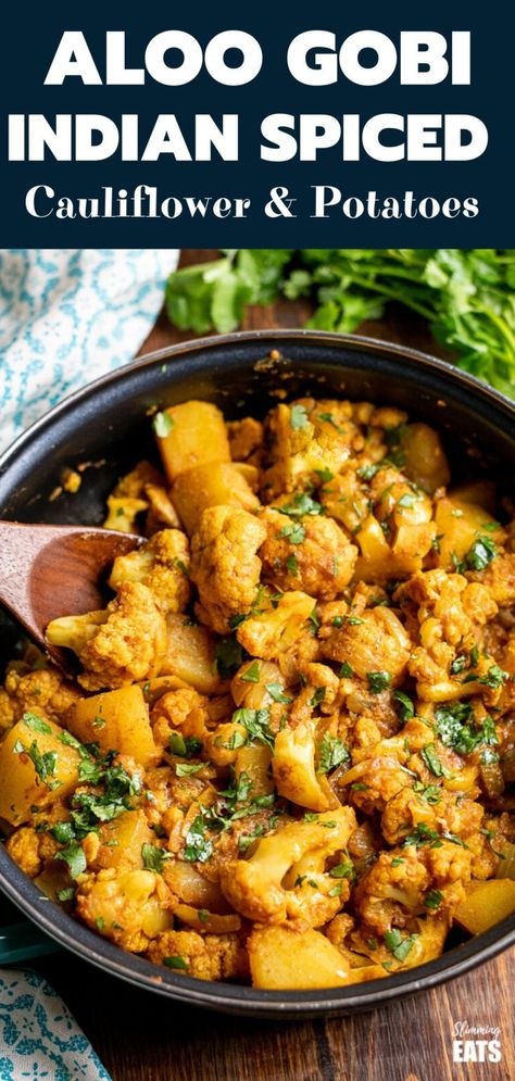 Spiced Cauliflower, Aloo Gobi, Vegetarian Dish, Tasty Vegetarian Recipes, Think Food, Indian Food Recipes Vegetarian, Cauliflower Recipes, Indian Spices, Indian Cooking